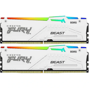 Оперативная память 64 Gb (2x32Gb) DDR5 6000MHz Kingston Fury Beast White RGB KF560C30BWAK2-64