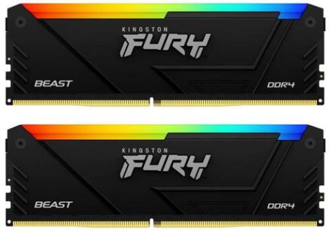 Оперативная память 16 Gb (2x8Gb) DDR4 2666MHz Kingston Fury Beast Black RGB KF426C16BB2AK2/16
