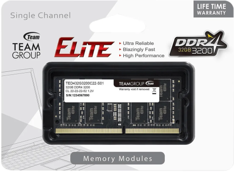 Оперативная память для ноутбука Team Group Elite 32 Gb DDR4 3200MHz (TED432G3200C22-S01)