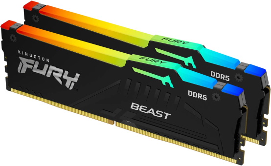 Оперативная память 32 Gb (2x16Gb) DDR5 6400MHz Kingston Fury Beast Black RGB KF564C32BBEAK2-32