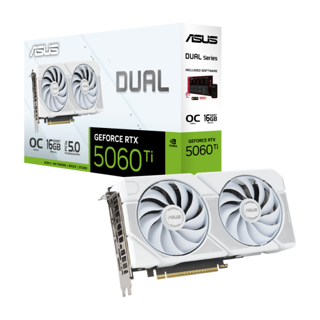 Видеокарта Asus GeForce Dual RTX 5060 Ti OC 16G (Dual-RTX5060TI-O16G-White)
