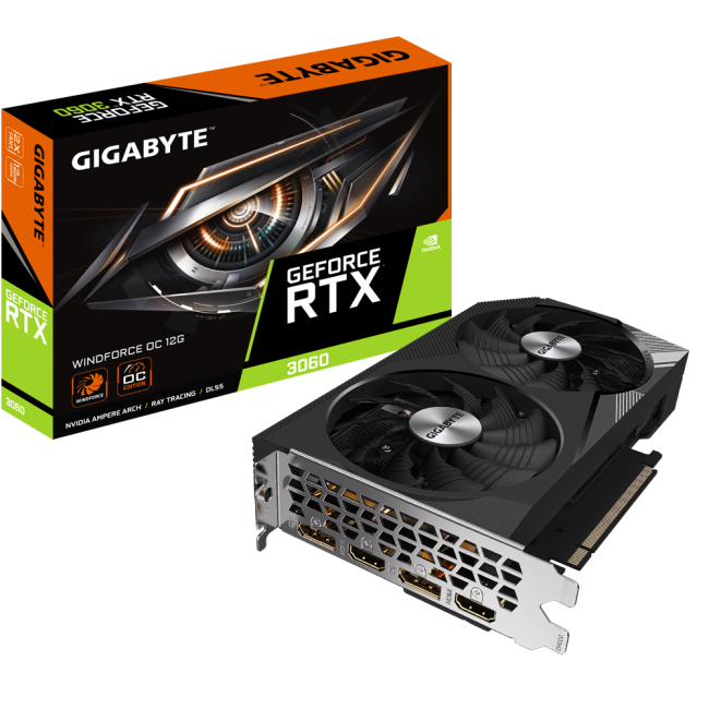 Видеокарта Gigabyte GeForce RTX 3060 Windforce OC 12GB (GV-N3060WF2OC-12GD)