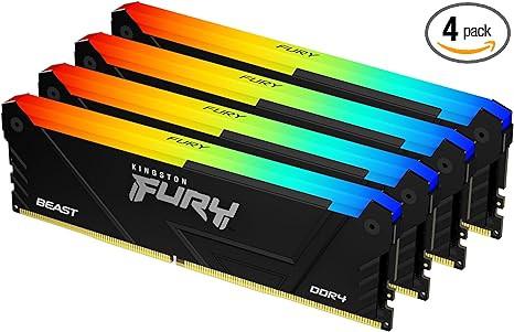 Оперативная память 128 Gb (4x32Gb) DDR4 3200MHz Kingston Fury Renegade RGB KF432C16BB2AK4/128