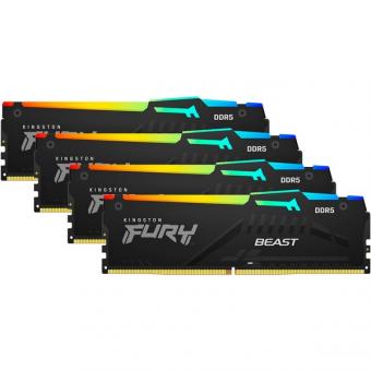 Оперативная память 128 Gb (4x32Gb) DDR5 5600MHz Kingston Fury Beast RGB KF556C40BBAK4-128