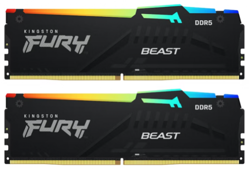 Оперативная память 16 Gb (2x8Gb) DDR5 5200 MHz Kingston Fury Beast Black RGB [KF552C36BBEAK2-16]