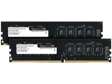 Оперативная память 16 Gb (2x8Gb) DDR4 3200MHz Team Group Elite TED416G3200C22DC01