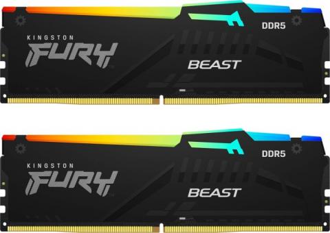 Оперативная память 32 Gb (2x16Gb) DDR5 5600MHz Kingston Fury Beast RGB KF556C40BBK2-32