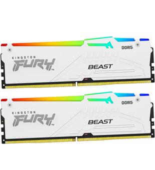 Оперативная память 64 Gb (2x32Gb) DDR5 6000MHz Kingston Fury Beast White RGB KF560C36BWEAK2-64