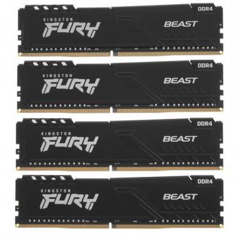 Оперативная память Kingston 64 Gb (4x16Gb) DDR4 3200MHz Fury Beast Black KF432C16BB1K4/64