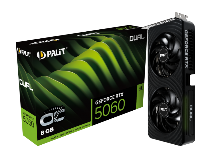 Видеокарта Palit GeForce RTX 5060 Dual OC 8GB (NE75060S19P1-GB2063D)