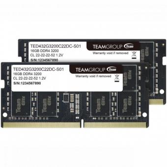 Оперативная память для ноутбука 32 Gb (2x16Gb) DDR4 3200MHz Team Group Elite TED432G3200C22DC-S01